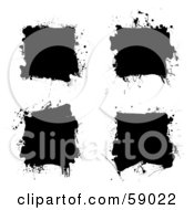 Royalty Free RF Clipart Illustration Of A Digital Collage Of Three Messy Black Ink Splatter Squares by michaeltravers