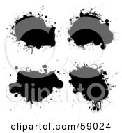 Digital Collage Of Four Black Grungy Ink Splatters
