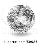 Royalty Free RF Clipart Illustration Of A Black Sketch Of A Scribble Orb by michaeltravers
