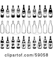Royalty Free RF Clipart Illustration Of A Digital Collage Of Black And White Bottles