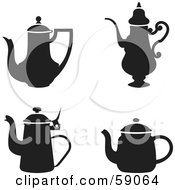 Poster, Art Print Of Digital Collage Of Black And White Tea Pots