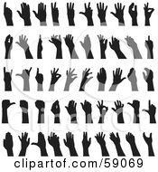 Royalty Free RF Clipart Illustration Of A Digital Collage Of Black And White Sign Language Hands