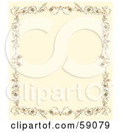 Cream Background Bordered With Colorful Flowers And Berries