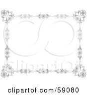 Poster, Art Print Of Black And White Floral Border Around White