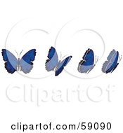 Poster, Art Print Of Group Of Blue Flying Butterflies