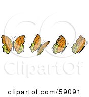 Poster, Art Print Of Group Of Orange And Yellow Flying Butterflies