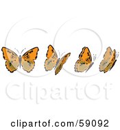 Poster, Art Print Of Group Of Orange And Black Fluttering Butterflies