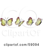 Poster, Art Print Of Group Of Yellow And Pink Flying Butterflies