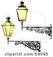 Digital Collage Of Two Wrought Iron Lamp Fixtures