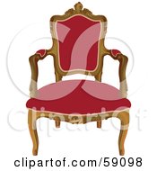 Poster, Art Print Of Elegant Wood Chair With Red Upholstery