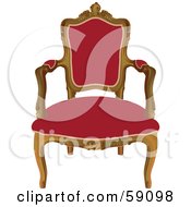 Elegant Wood Chair With Red Upholstery