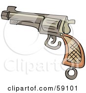 Royalty Free RF Clipart Illustration Of A Pointed Revolver On White