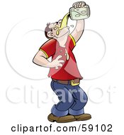 Poster, Art Print Of Man Tilting His Head Back And Pouring Beer Into His Mouth