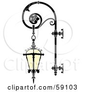 Ornate Wrought Iron Lamp With A Hanging Lantern