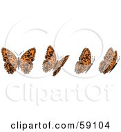 Poster, Art Print Of Group Of Orange And Black Flying Butterflies