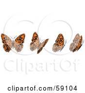 Royalty Free RF Clipart Illustration Of A Group Of Orange And Black Flying Butterflies by Frisko