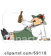 Oktoberfest Man Sitting On The Ground Holding A Beer Bottle