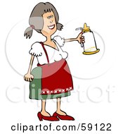 Poster, Art Print Of Friendly Oktoberfest Woman Holding Out A White Beer Stein