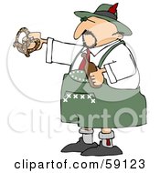 Oktoberfest Man Holding A Beer Bottle And Soft Pretzel