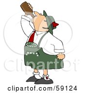 Royalty Free RF Clipart Illustration Of An Oktoberfest Man Guzzling Beer From A Brown Bottle