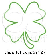 Poster, Art Print Of Green Lucky Four Leaf Clover Outline
