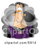 Pumpkin Eyed Man Wearing A Count Dracula Costume During Halloween Clipart Picture