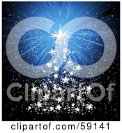 Royalty Free RF Clipart Illustration Of A Shining Star Christmas Tree Over A Dark Shining Background by elaineitalia