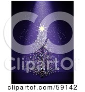 Poster, Art Print Of Shining Star On A Christmas Tree Over A Purple Sparkling Background