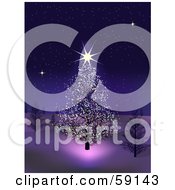 Royalty Free RF Clipart Illustration Of A Shining Star On A Christmas Tree In A Wintry Night Landscape