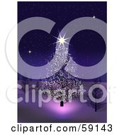 Poster, Art Print Of Shining Star On A Christmas Tree In A Wintry Night Landscape