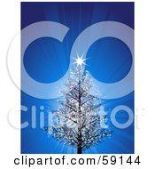 Royalty Free RF Clipart Illustration Of A Shining Star On A Christmas Tree Over A Blue Shining Background
