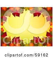 Poster, Art Print Of Frame Of Colorful Autumn Leaves Around Orange