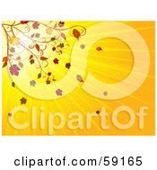 Royalty Free RF Clipart Illustration Of Autumn Leaves Falling Off Of A Branch On A Shining Orange Background