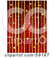 Royalty Free RF Clipart Illustration Of A Vertical Background Of Gold And Red Stripes And Floating Gold Stars by elaineitalia