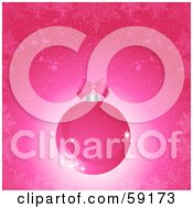 Poster, Art Print Of Girly Pink Background With A Bow On A Christmas Bauble