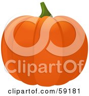 Royalty Free RF Clipart Illustration Of A Plump Orange Ribbed Pumpkin On White by elaineitalia