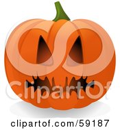 Poster, Art Print Of Evil Orange Halloween Pumpkin Face With A Spooky Mouth