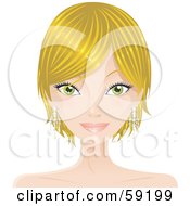 Royalty Free RF Clipart Illustration Of A Pretty Blond Woman With Short Hair Facing Front