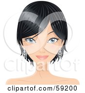 Royalty Free RF Clipart Illustration Of A Pretty Woman With Short Black Hair Facing Front