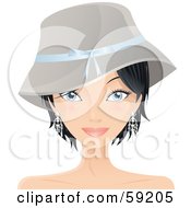 Poster, Art Print Of Pretty Woman With Short Black Hair Wearing A Hat