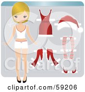 Christmas Paper Doll Girl With Blond Hair Shown With Clothes