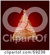 Royalty Free RF Clipart Illustration Of An Elegant Golden Magic Christmas Tree Topped With A Star On Red