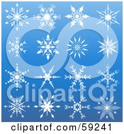 Poster, Art Print Of Digital Collage Of Ornate White Snowflakes On Blue