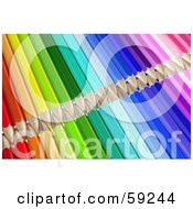 Royalty Free RF Clipart Illustration Of Two Rows Of Colored Pencils With Their Tips Pointing Inwards Version 3 by Frog974