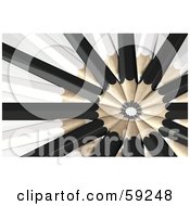 Royalty Free RF Clipart Illustration Of A Circle Formed By Black And White Colored Pencils With Their Tips In The Center