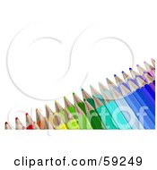 Group Of Colored Pencils In The Lower Right Corner On A White Background