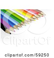 Royalty Free RF Clipart Illustration Of A Group Of Colored Pencils In The Upper Left Corner On A White Background by Frog974