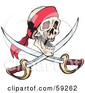 Human Pirate Skull With Crossed Swords