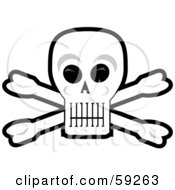 Royalty Free RF Clipart Illustration Of A Human Skull And Crossbones With Black Eye Sockets by Dennis Holmes Designs