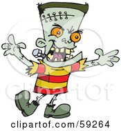 Royalty Free RF Clipart Illustration Of A Frankenstein Kid With Orange Eyes Holding His Arms Out And Walking by Dennis Holmes Designs